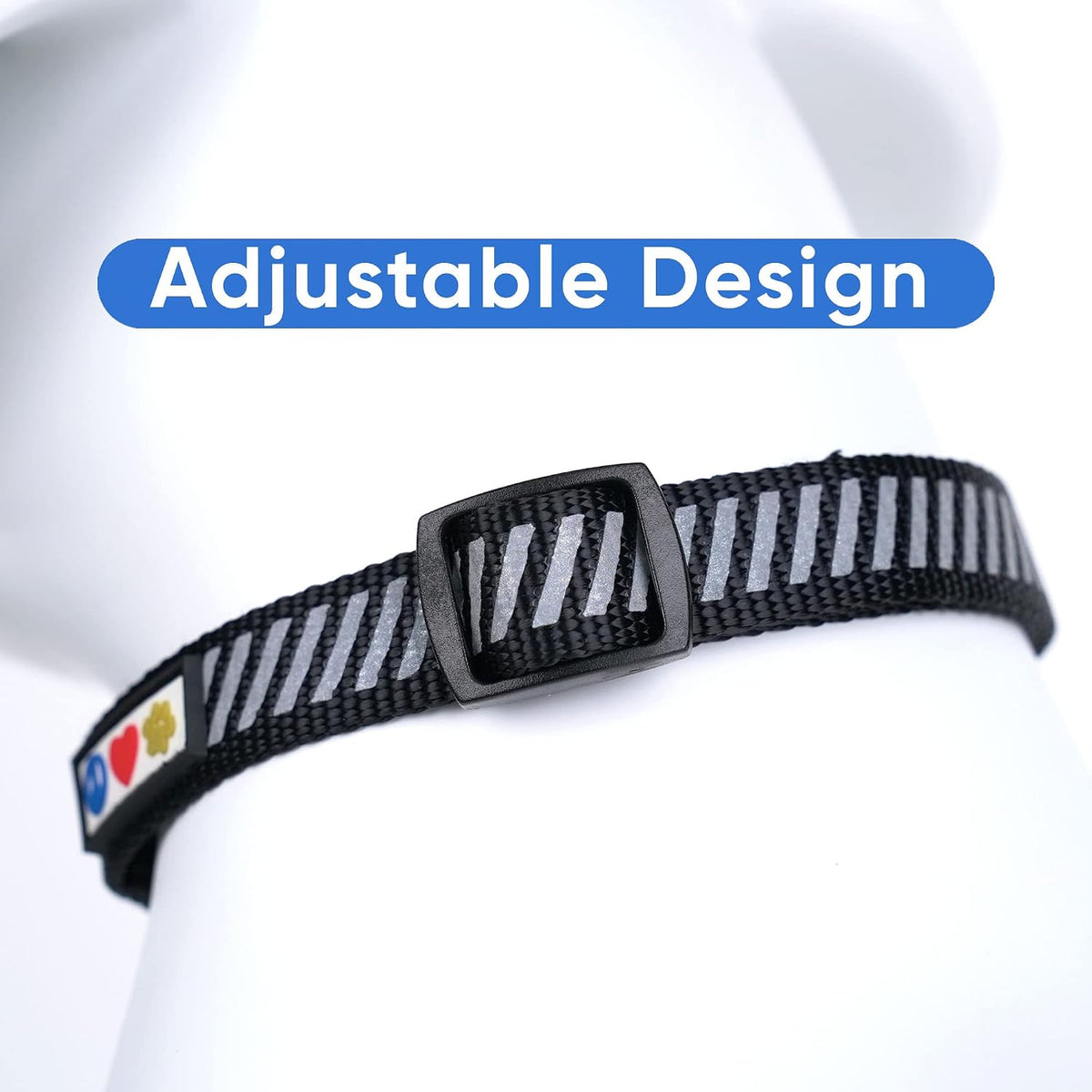 Reflective Dog Collar for Dog and Puppies a High Visibility Collar with Reflective Bands | Adjustable Dog Collar Heavy Duty Perfect for Extra Small and Small Puppies - Black XS Collar