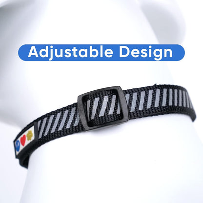 Reflective Dog Collar for Dog and Puppies a High Visibility Collar with Reflective Bands | Adjustable Dog Collar Heavy Duty Perfect for Extra Small and Small Puppies - Black XS Collar