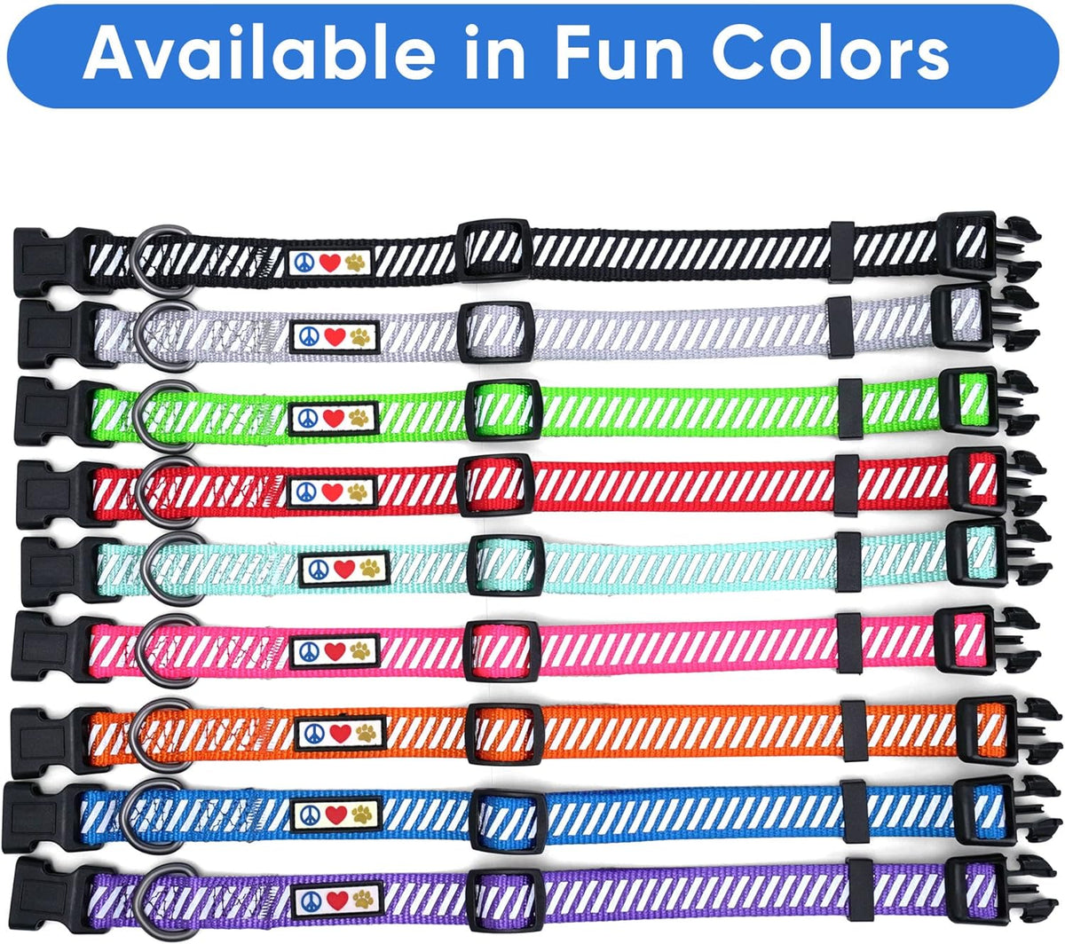 Reflective Dog Collar for Dog and Puppies a High Visibility Collar with Reflective Bands | Adjustable Dog Collar Heavy Duty Perfect for Extra Small and Small Puppies - Black XS Collar
